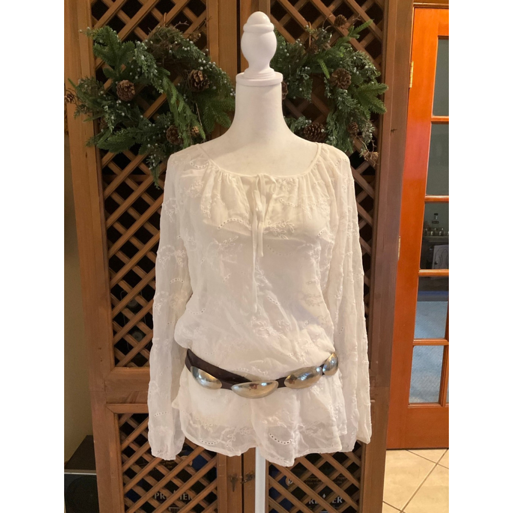 Rancho Estancia Peasant Cottage Core Embroidered Boho Blouse medium